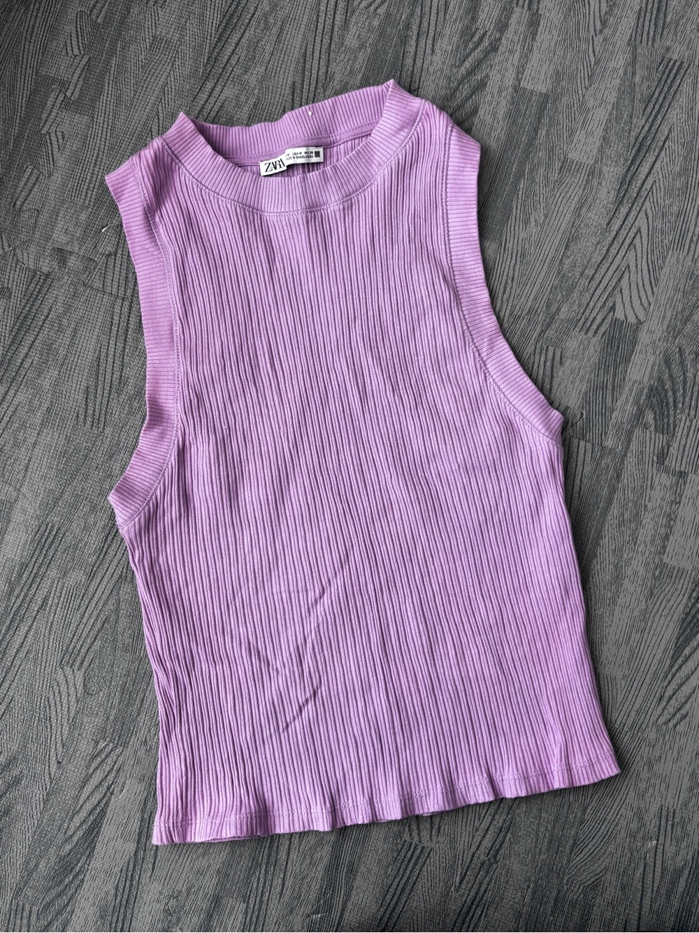 Zara Lavender Ribbed High-Neck Tank